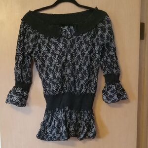 Black and White Off-Shoulder Top